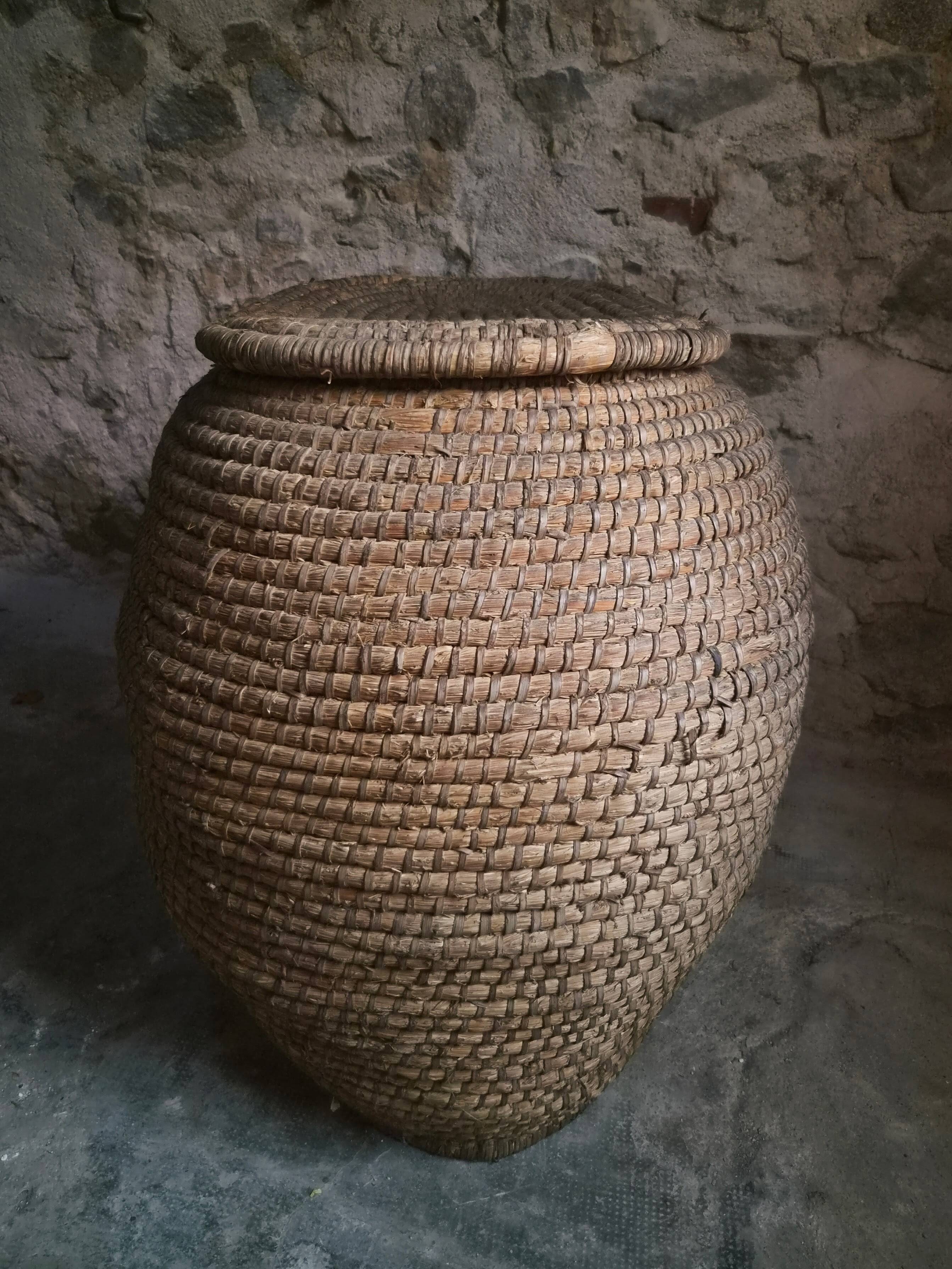 Panier à grains français ancien – Auvergne, vers 1900