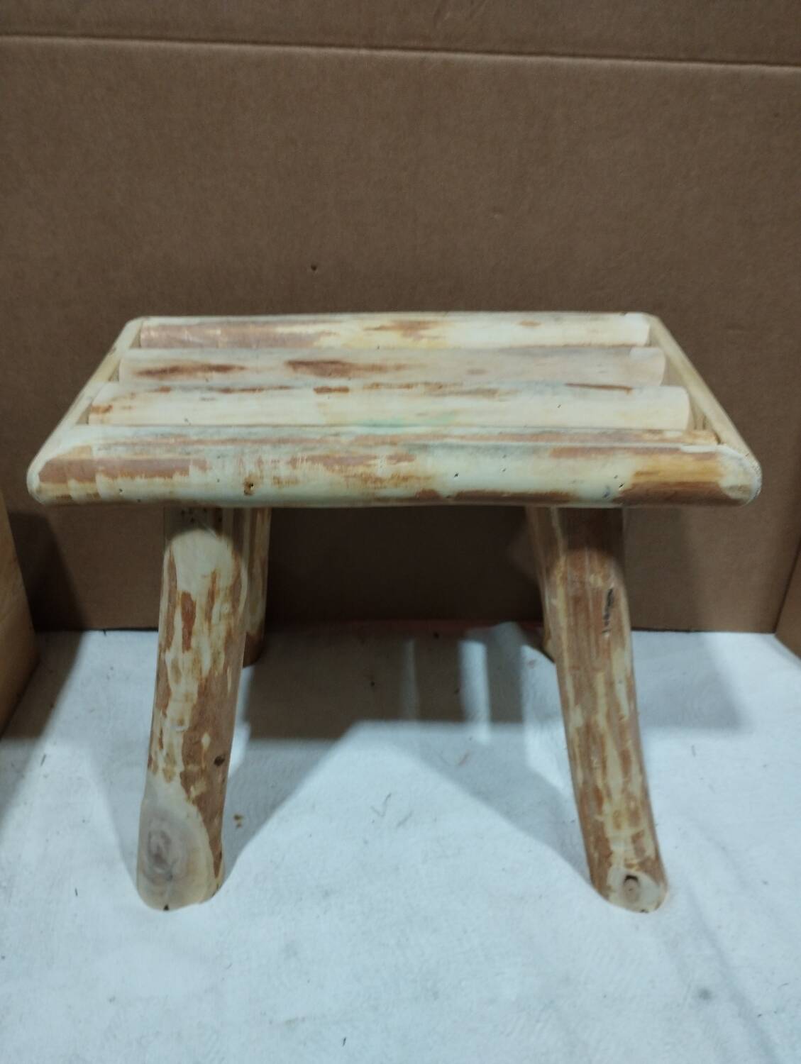Small raw wood step stool
