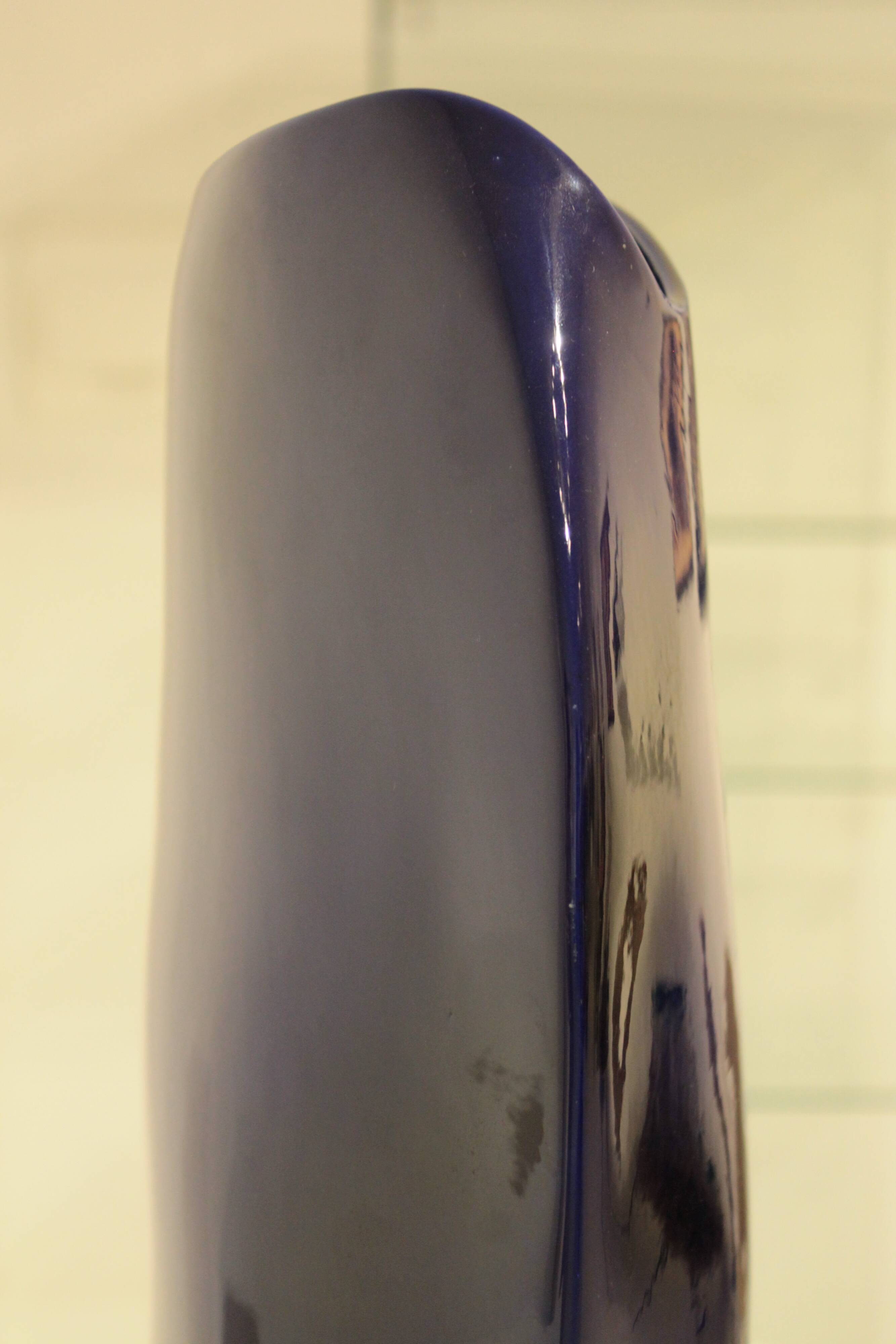 Important blue glazed ceramic vase signed by Max Idlasflag