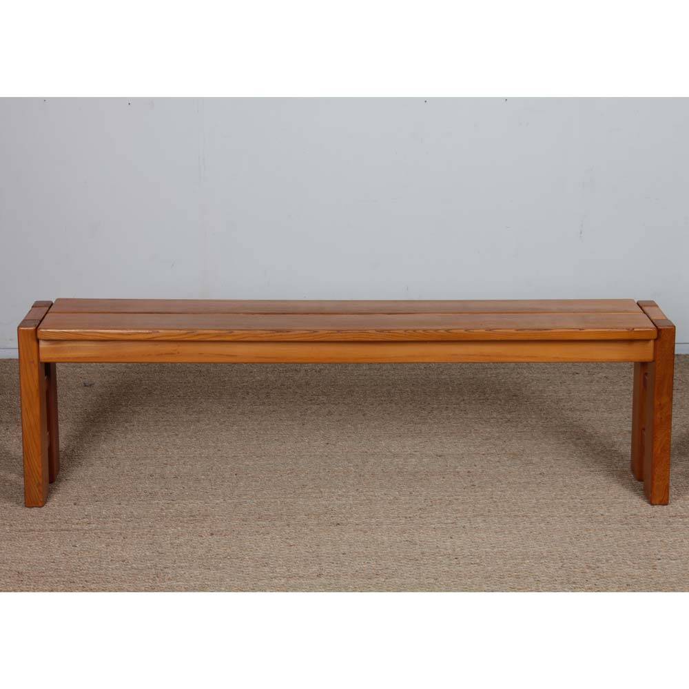 Banc vintage en orme massif édité par Maison Regain, 1980