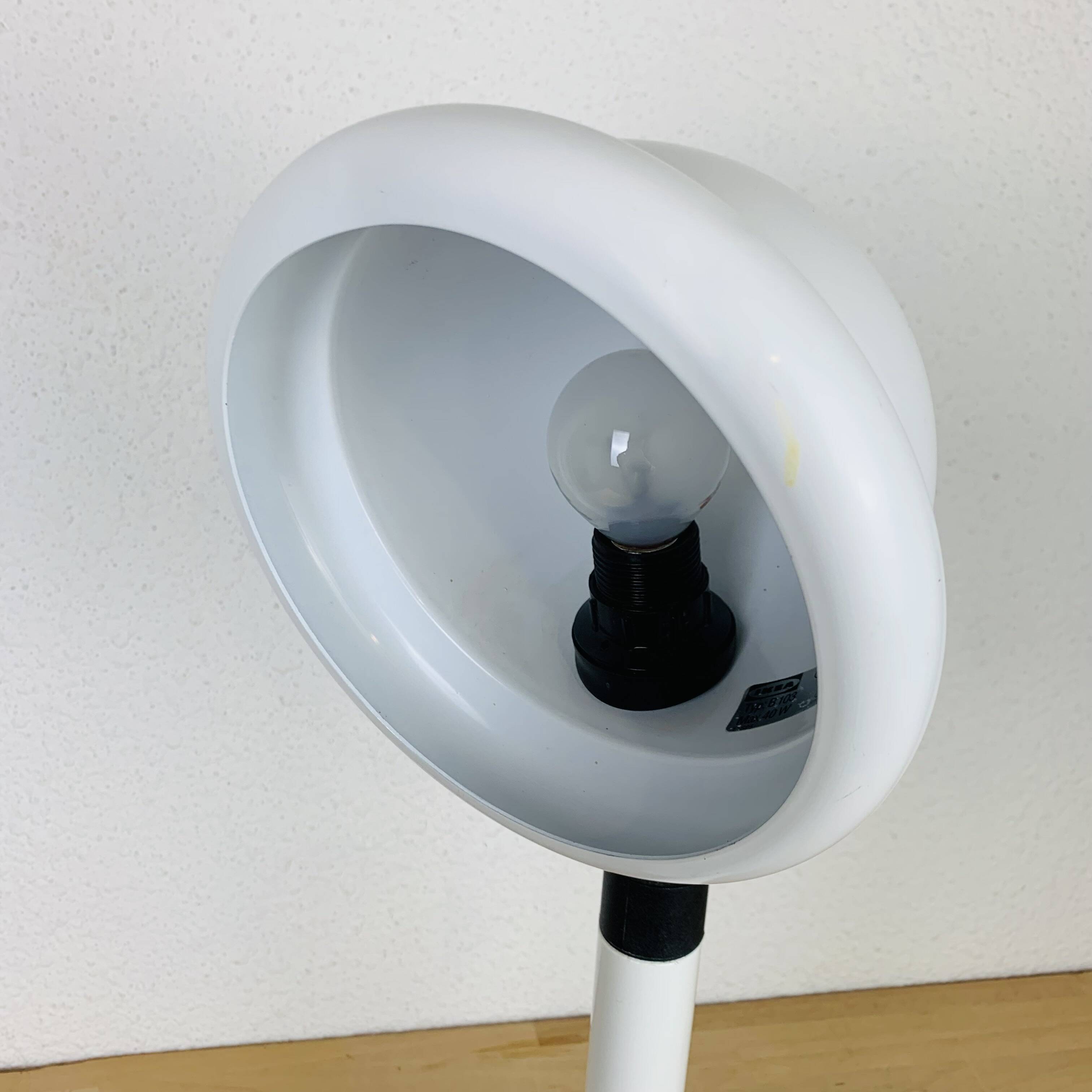 Lampe de bureau en métal blanc, Ikea années 80