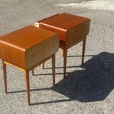Tables de chevet en teck avec pieds en chêne attribuées à Johannes Andersen, 1964, lot de 2