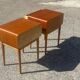 Teak bedside tables with oak legs attributed to Johannes Andersen, 1964, set of 2