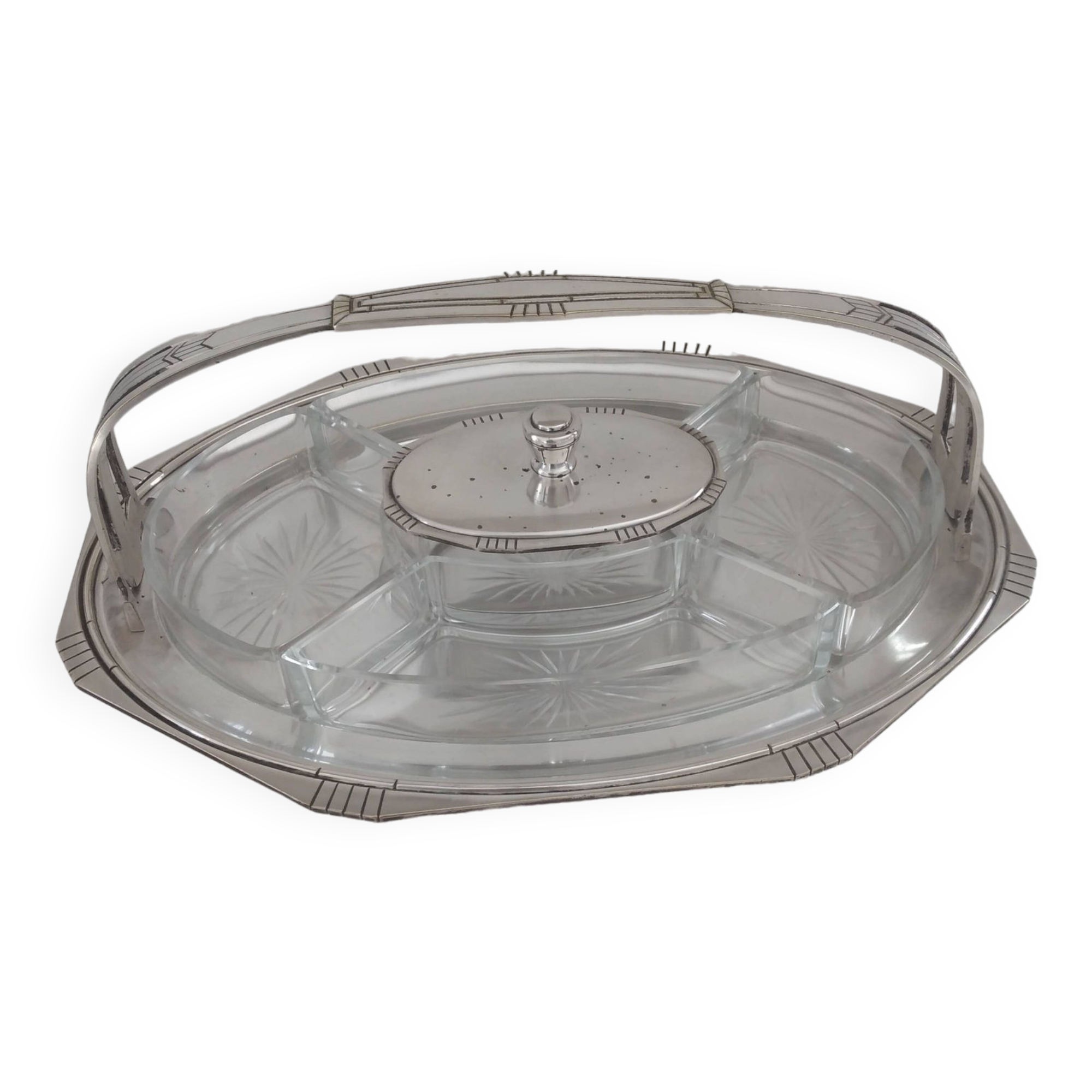 Silver metal aperitif server