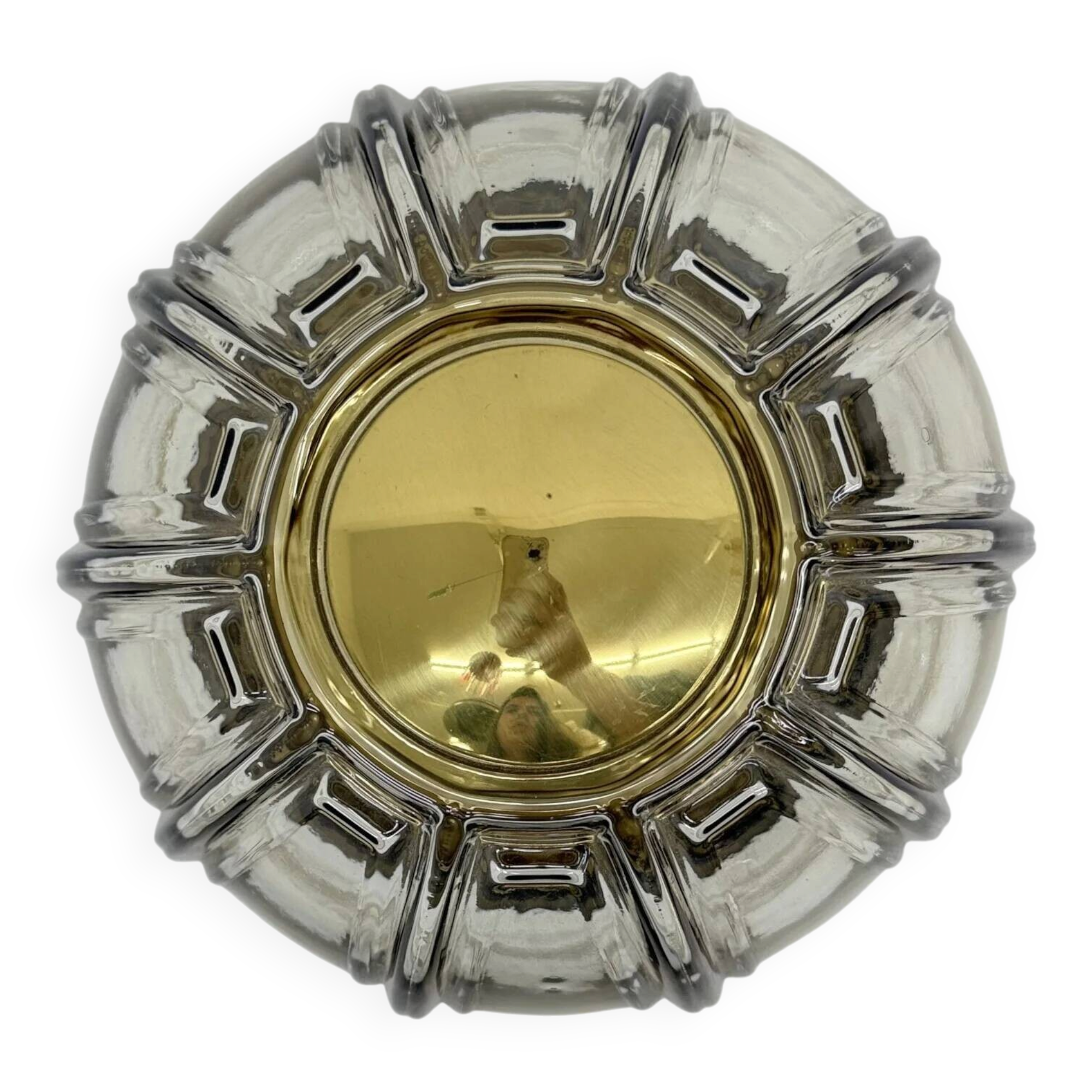 Limburg Galshütte topaz toned glass flush mount wall light or sconce, 1970s, Germany