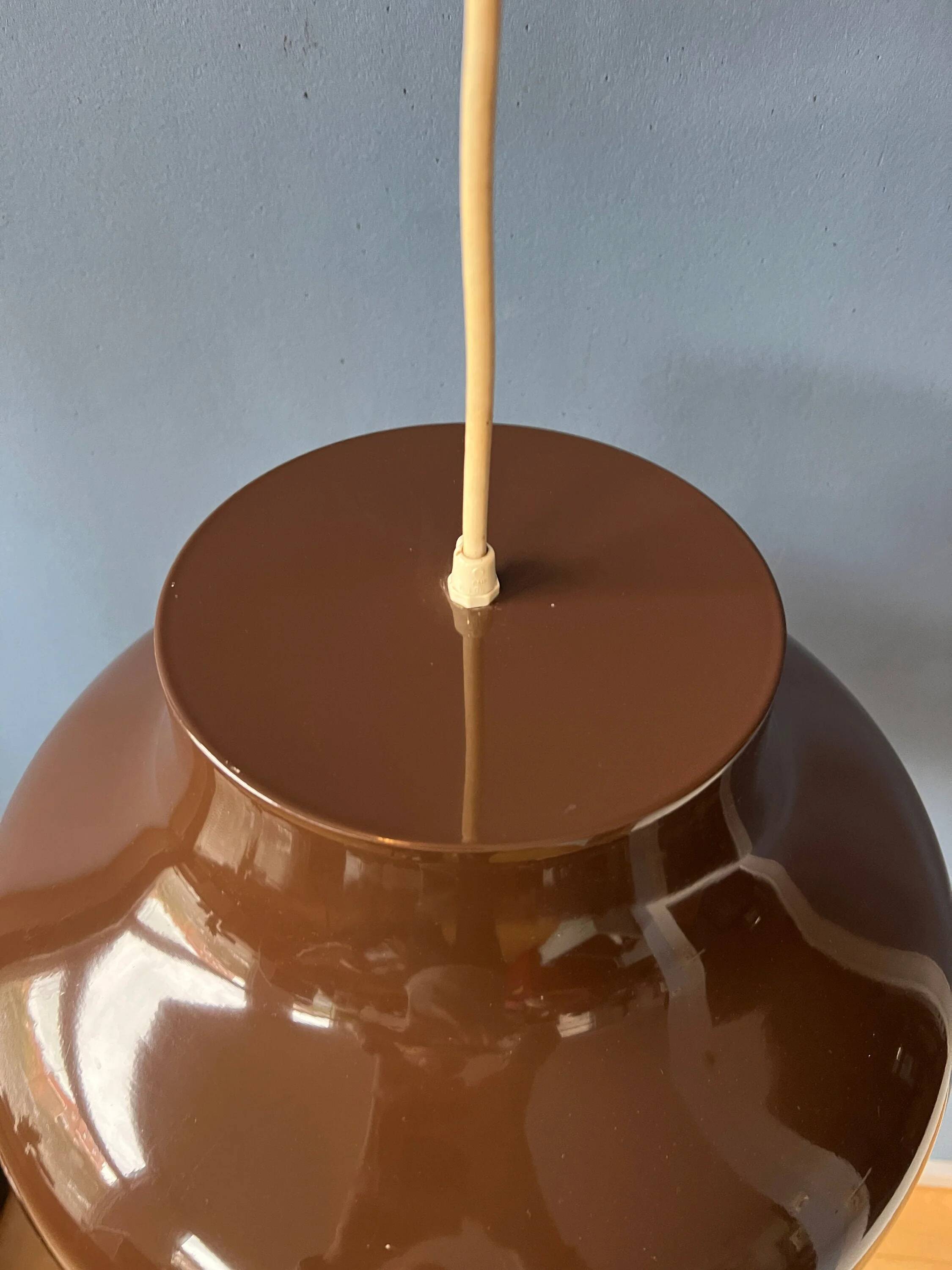 Vintage mid-century brown metal pendant light