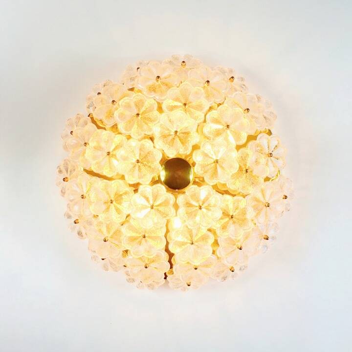 Very Large Mid Century Floral Murano Glass Flush Mount/Ceiling Light By Ernst Palme, Germany, 1970s