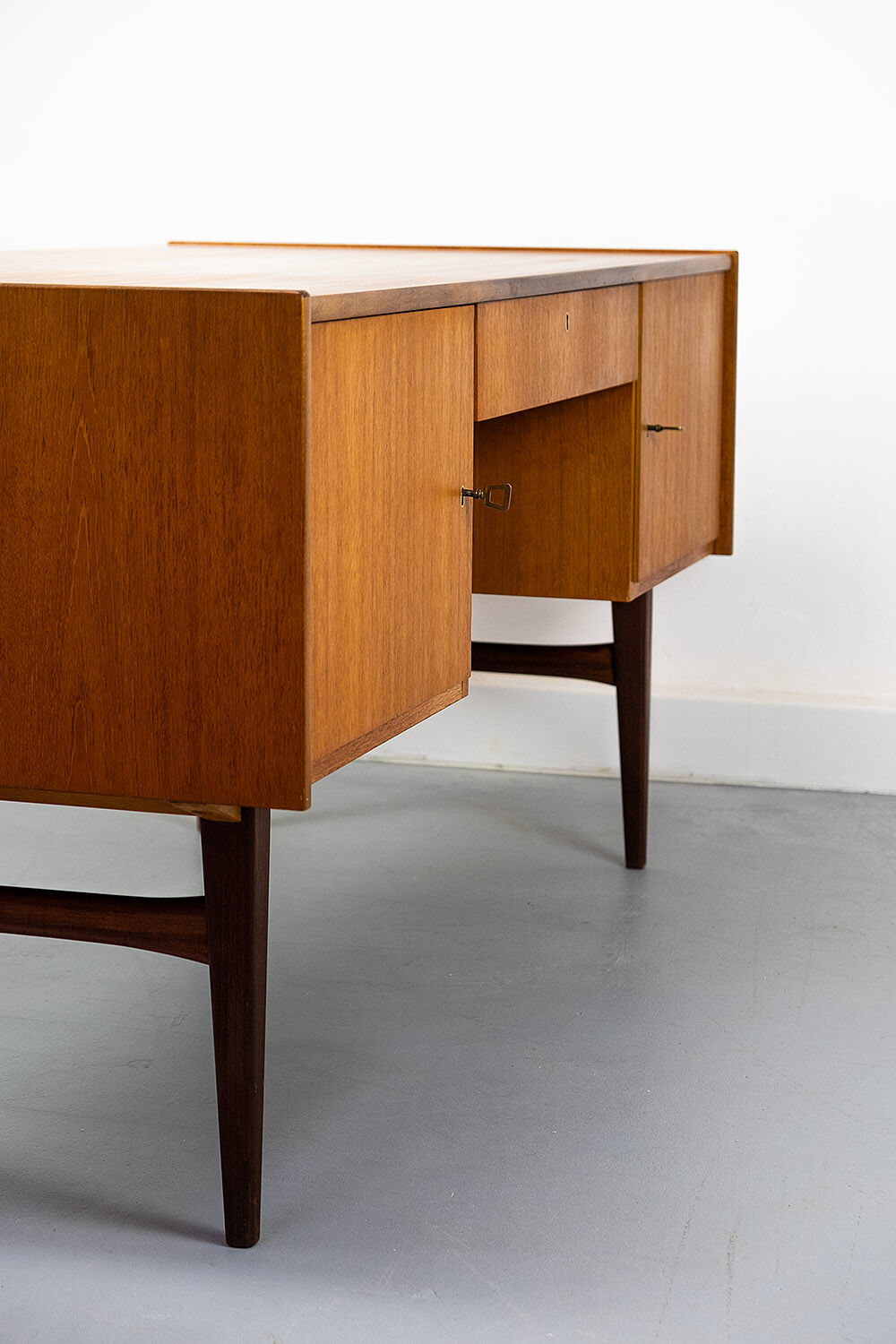 Freestanding vintage teak desk 1960s