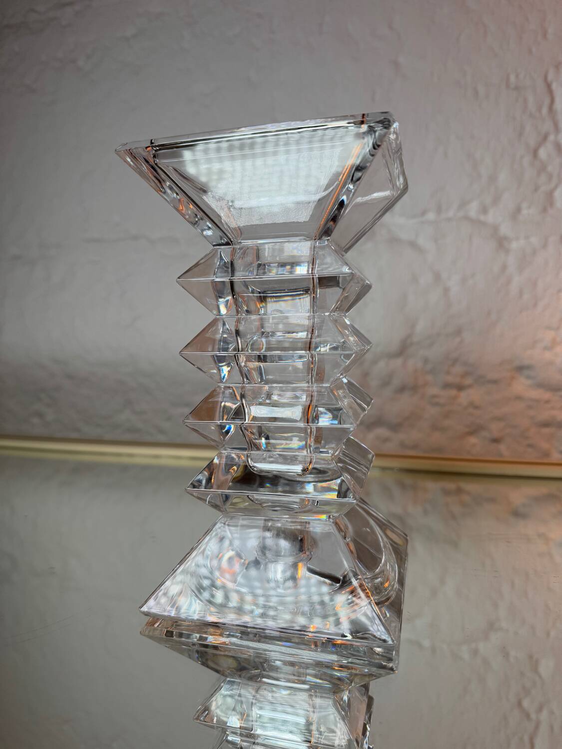 Bohemian crystal vase candlestick from the 1970s