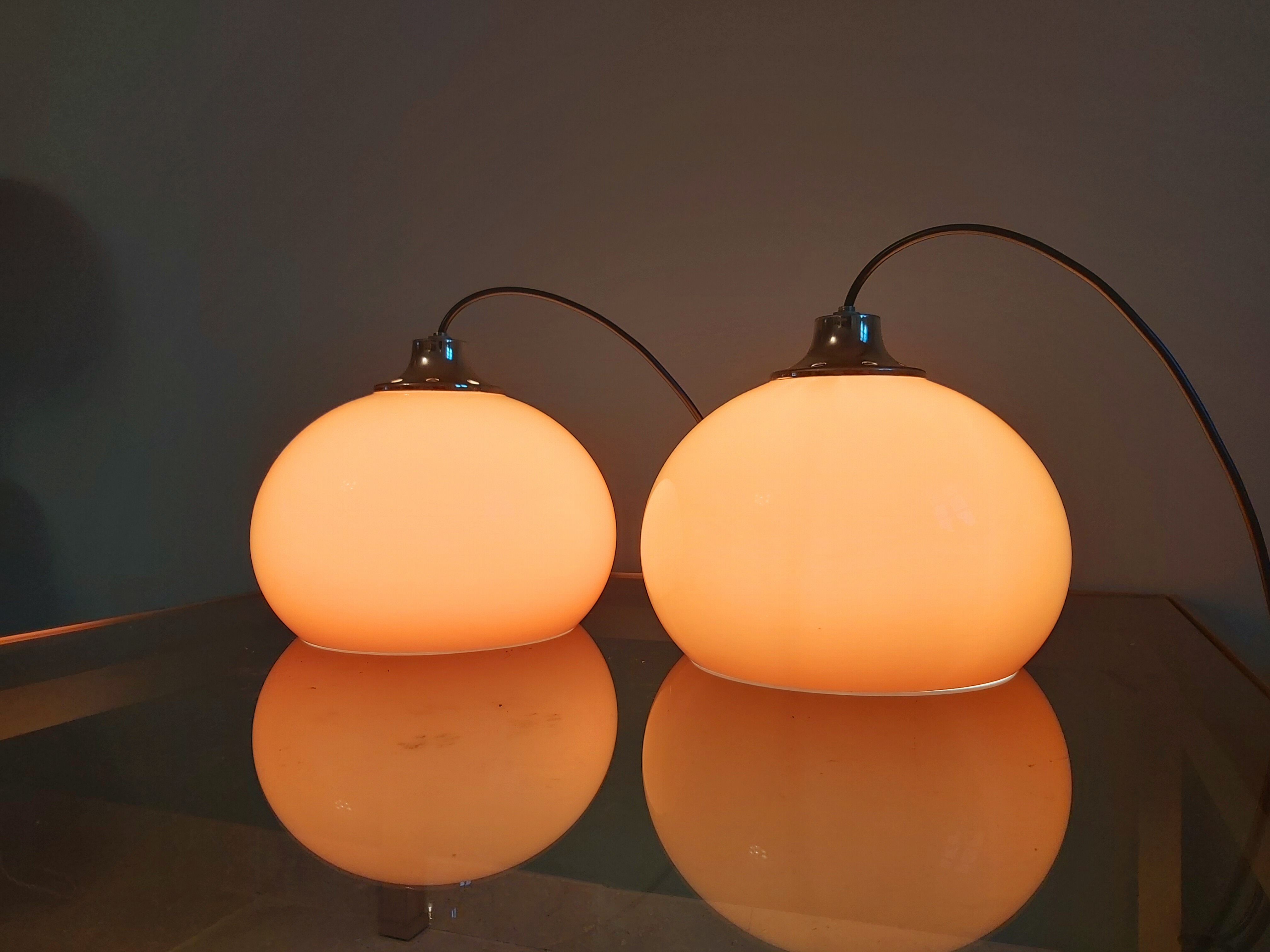 Lot de 3 suspensions orange vintage, années 70