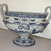 Jardinière en faïence Delft avec décor de moulins