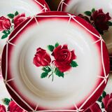 Set of 6 hollow plates Digoin Sarreguemines model Cibon years 30-40