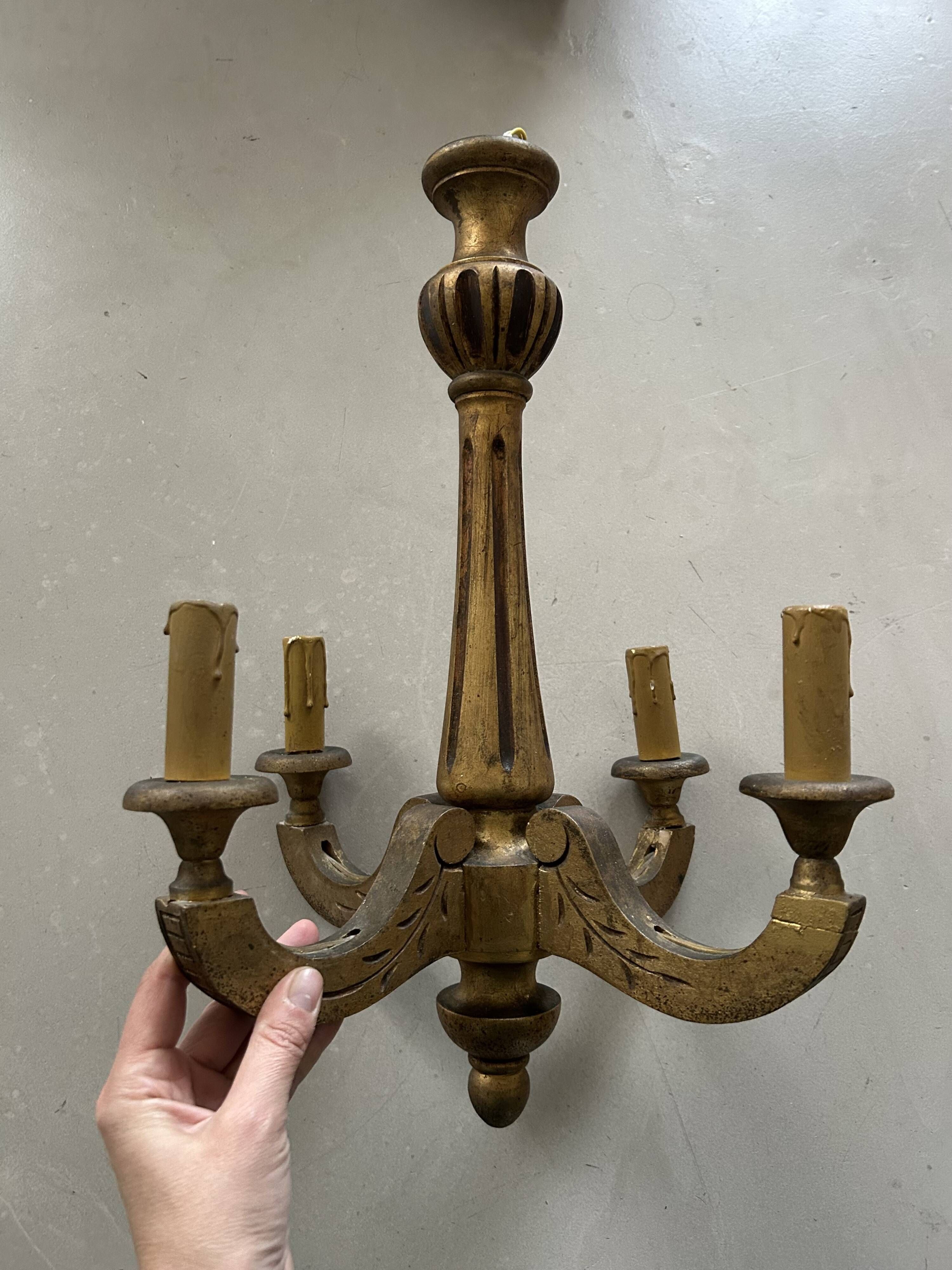Antique gilded wooden chandelier