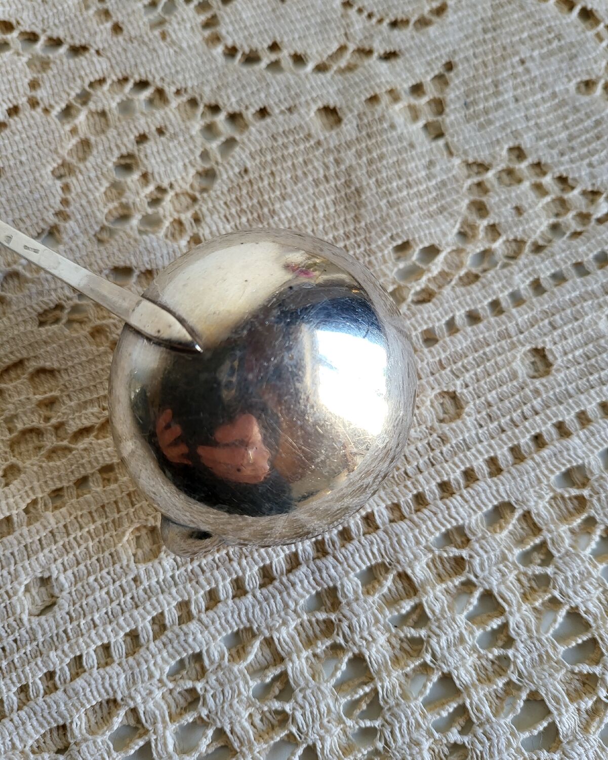 Punch ladle, cocktail, in silver-plated cherry metal.