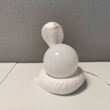 Beautiful vintage ceramic COBRA table lamp with thin milky white glass shade/dome. RAF Sweden 70-80s