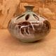 Antique brown glazed ceramic soliflore vase vintage leaf decor
