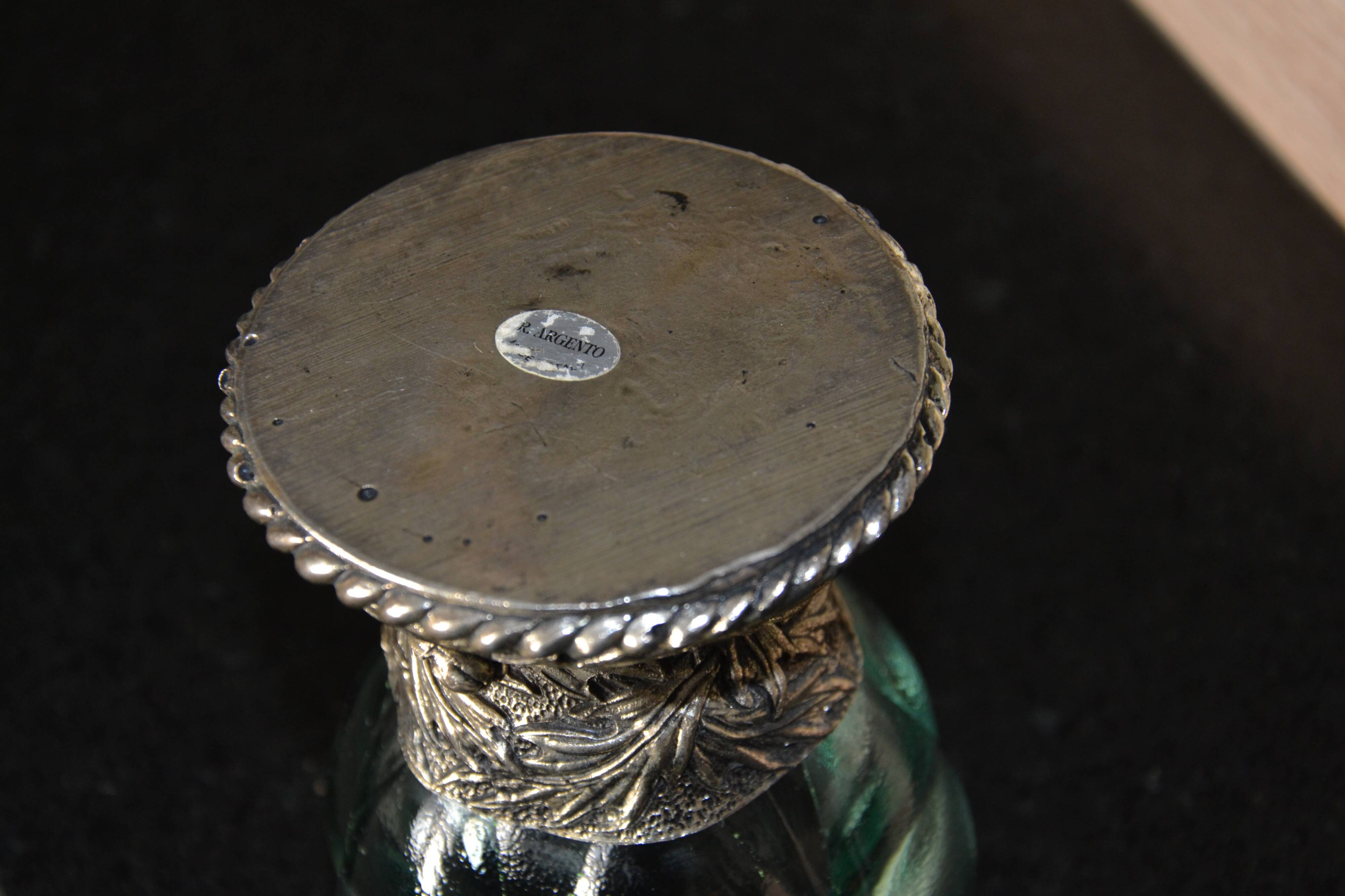 Antique glass and silver-plated metal bowl/candle holder