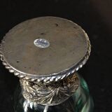 Antique glass and silver-plated metal bowl/candle holder