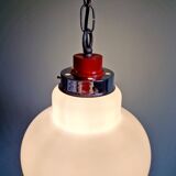 Space Age pendant light in white opaline, Massive, 1970