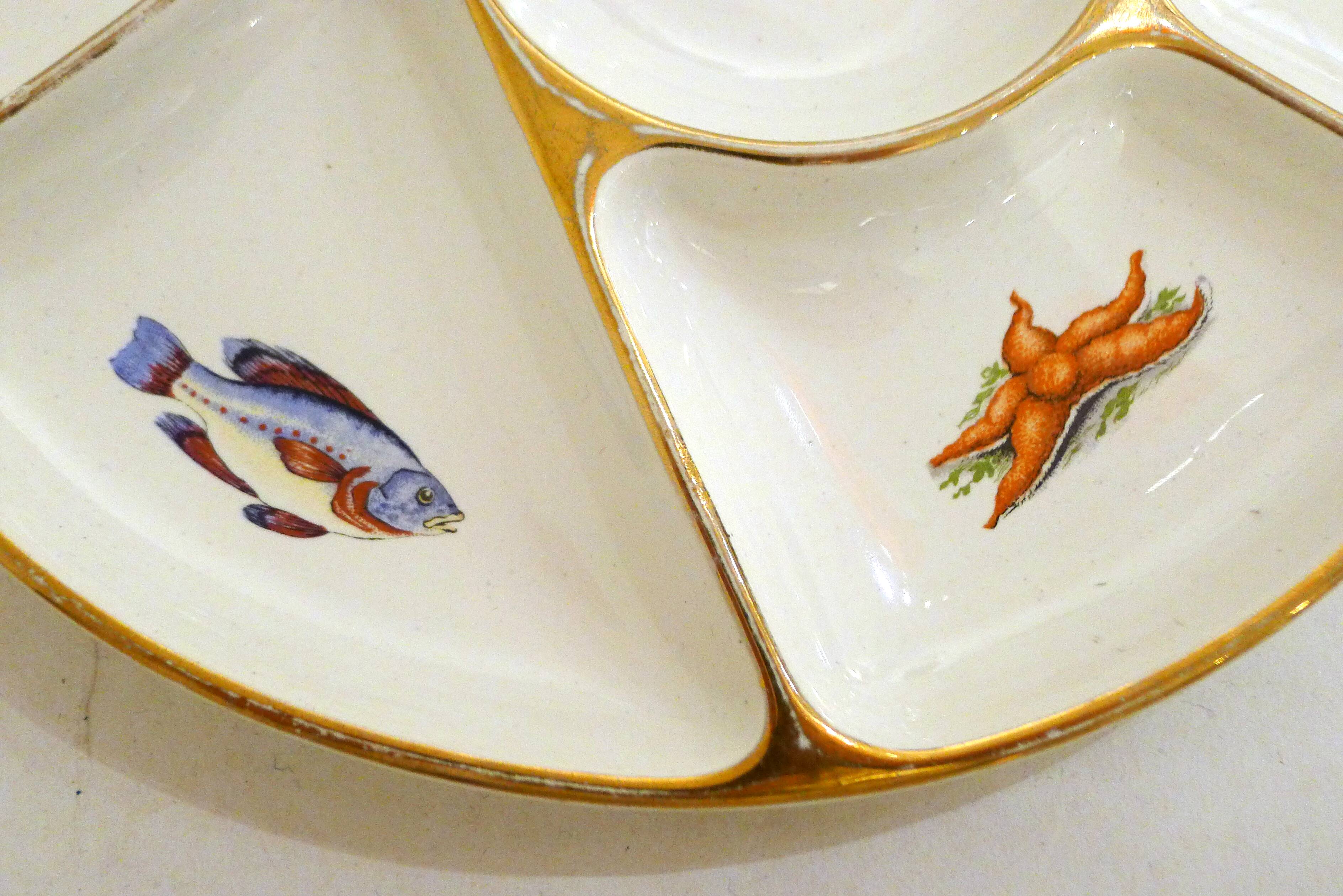 Appetizer plate, seaside design, Gien earthenware, 1960