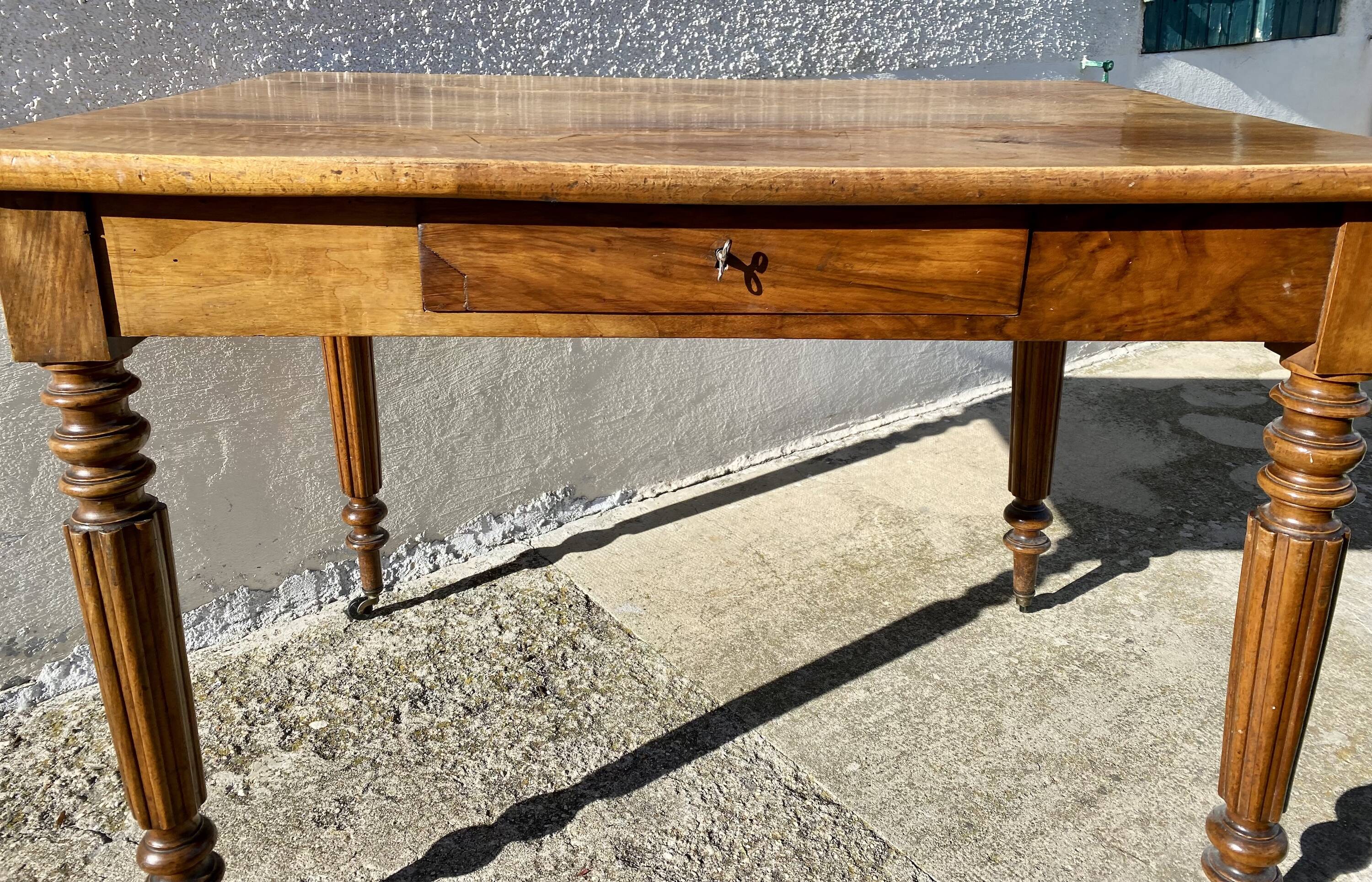19th century desk in light walnut with 1 drawer