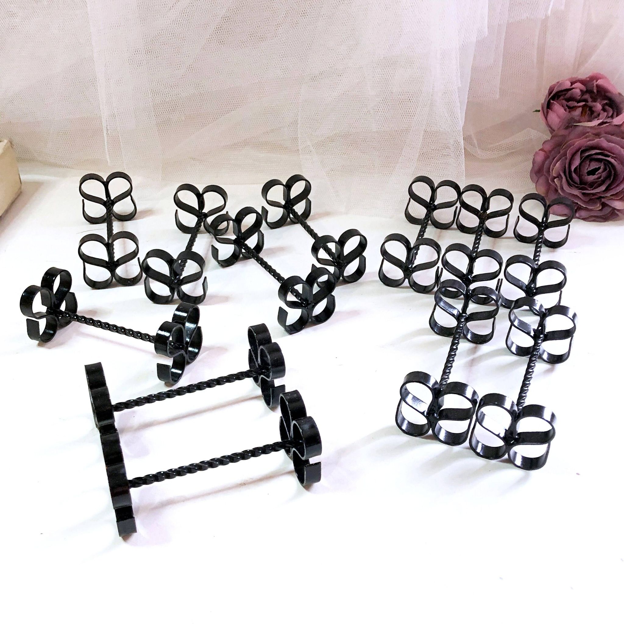 Box of 12 wrought iron cutlery holders