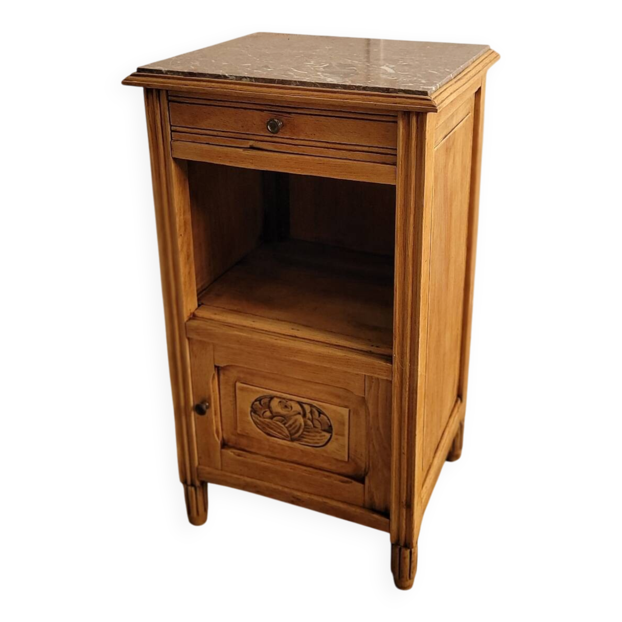 Wooden bedside table in Art Deco style