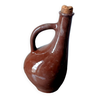 Rare and old dark brown pot-bellied jug. Made in Cuba