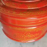 Old Asian wooden round box in lasca