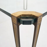 Table basse carrée en laiton et verre par Peter Ghyczy pour Ghyczy, années 1970