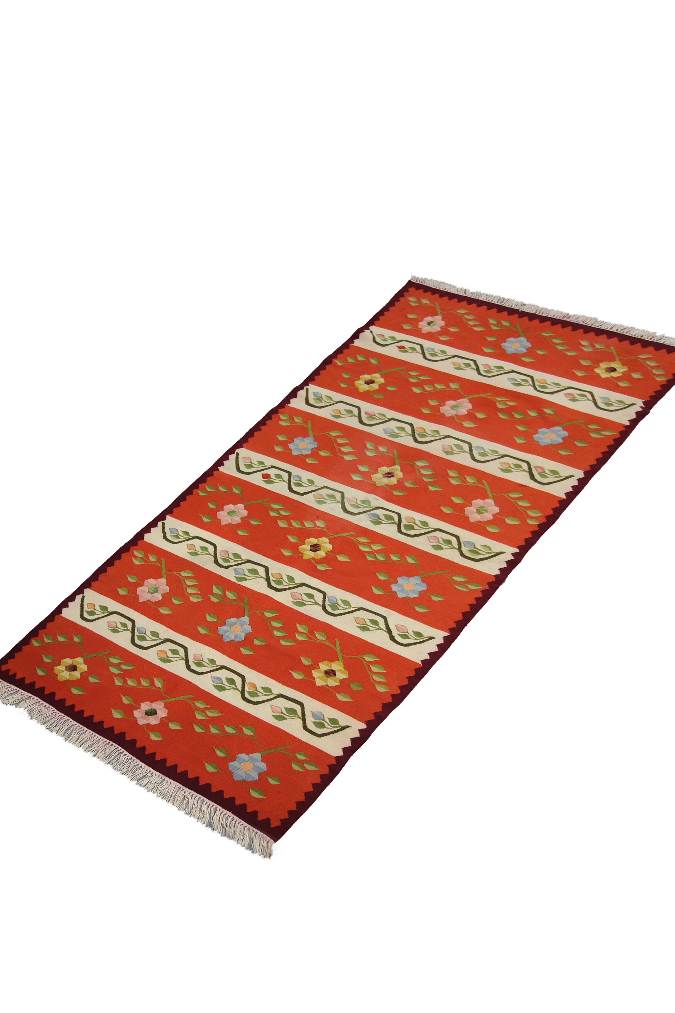 1950s Moldavian Kilim Runner Rug 96 x 200 cm