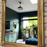 Louis-Philippe mirror gilded with gold leaf, mercury glass, 97.5cm