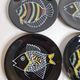 Set of 6 vintage plates with fish decoration after Robert Picault, 1960, 24 cm