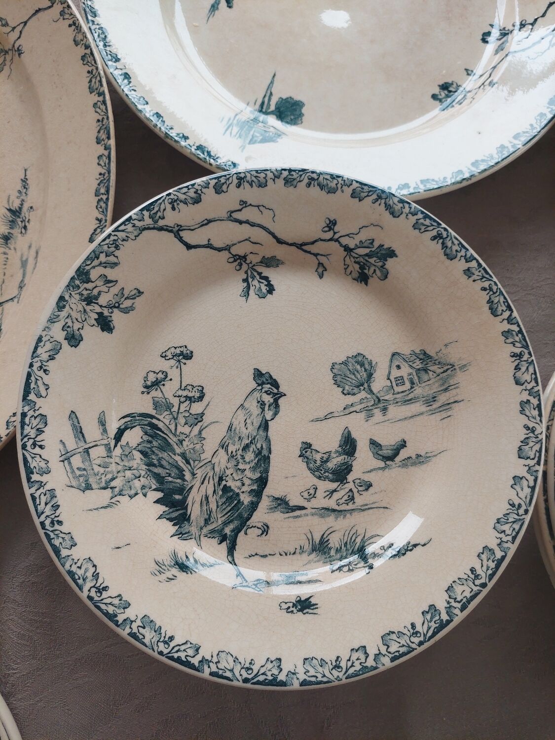 Terre de Fer Gien model Coqs set