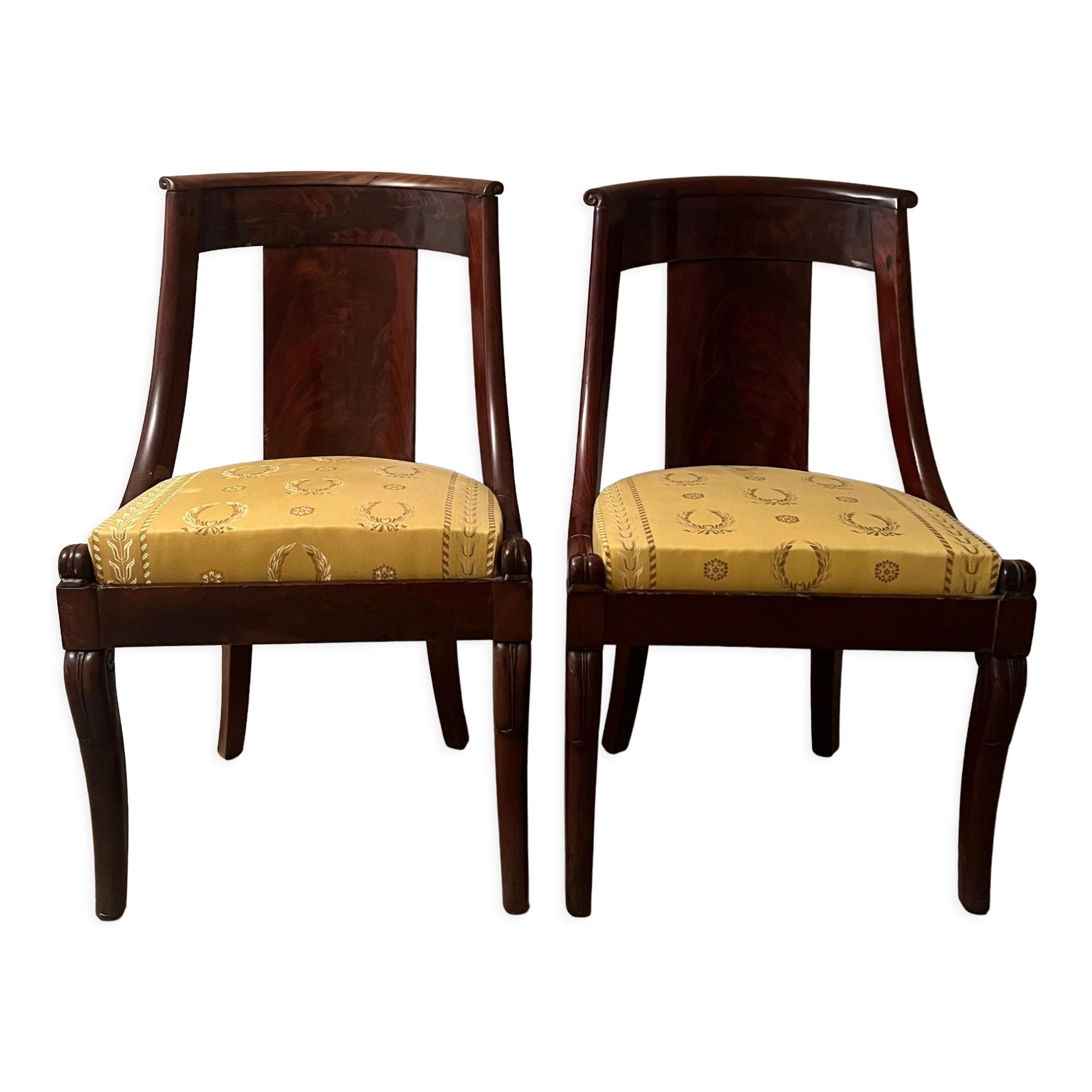 Pair of mahogany empire chairs