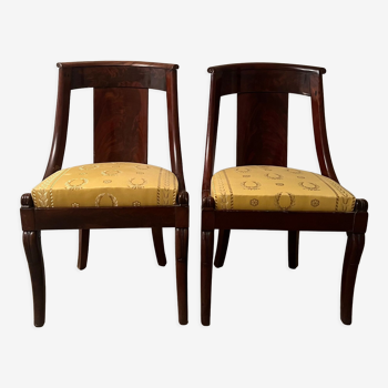 Pair of mahogany empire chairs