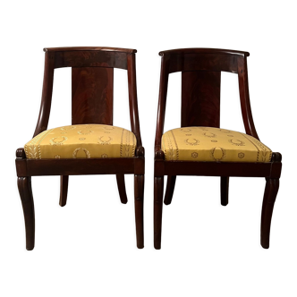 Pair of mahogany empire chairs