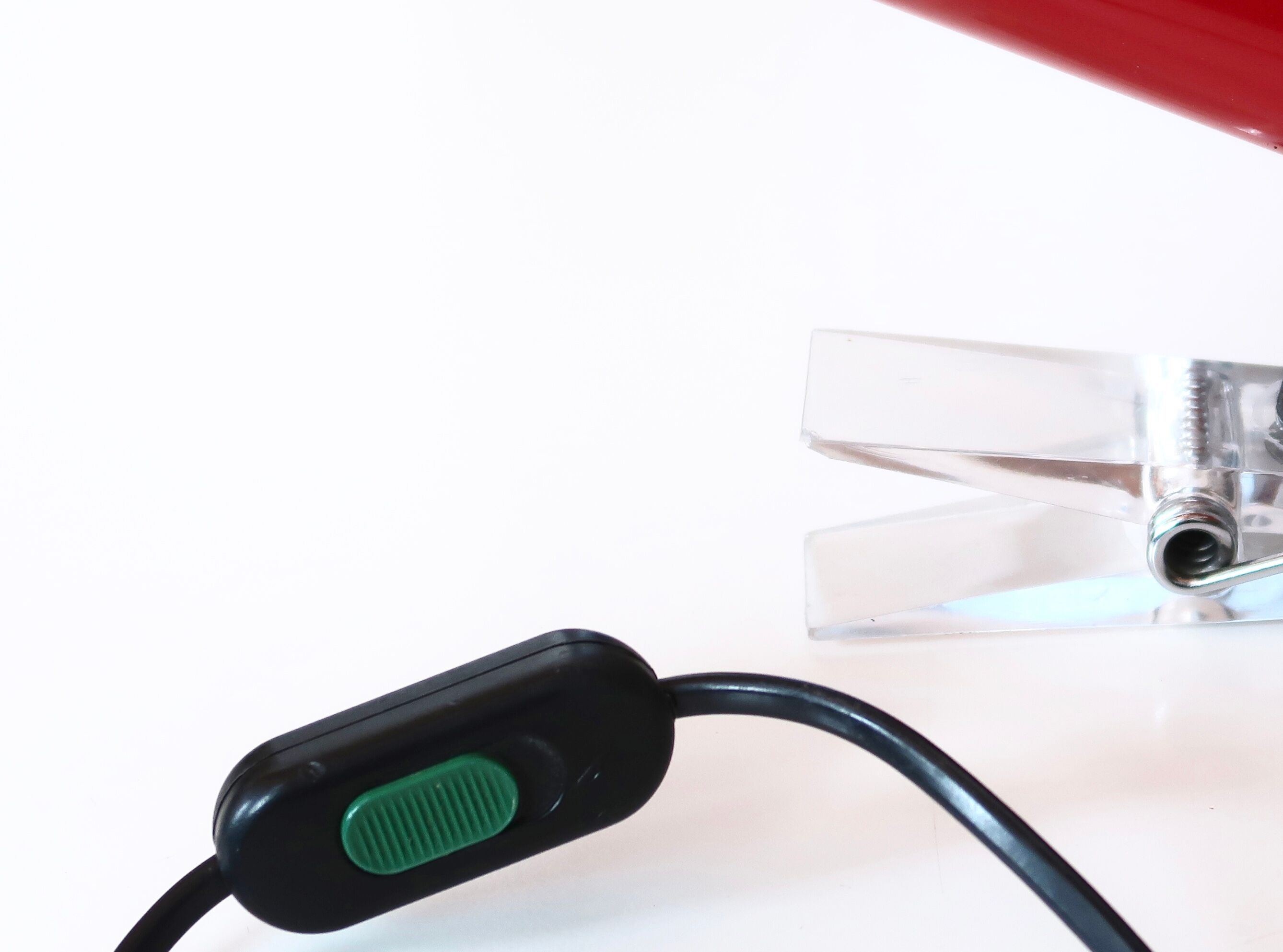 Targetti Sankey red clip-on spotlight, 1970s