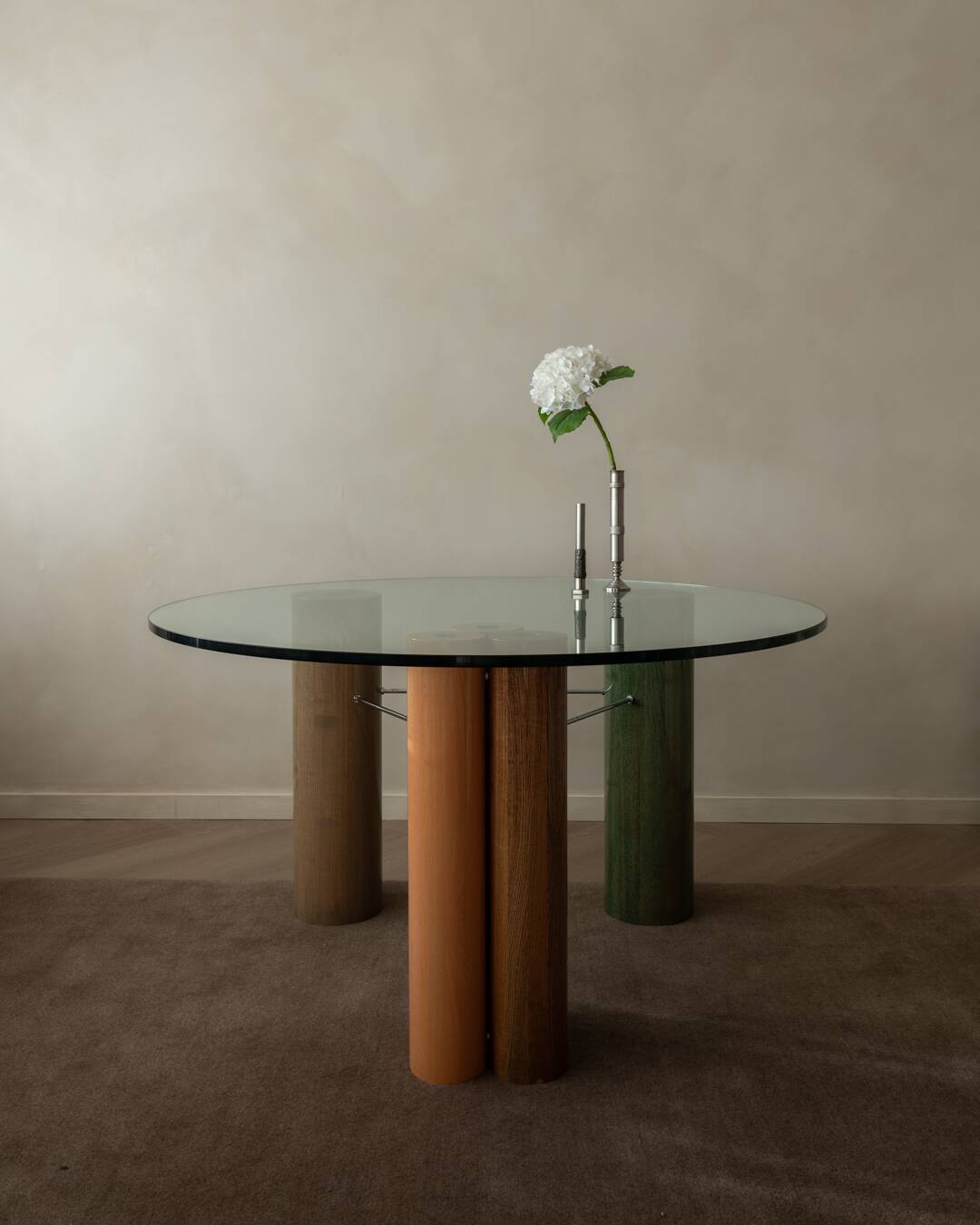 Vintage Saporiti Italia Dining Table – Enamel Column Base - 1980s