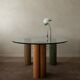 Vintage Saporiti Italia Dining Table – Enamel Column Base - 1980s