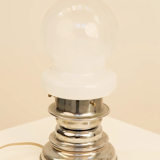Lampe en chrome & verre opaque 70's