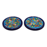 2 beautiful ceramic bottle coasters longwy enamels floral decor