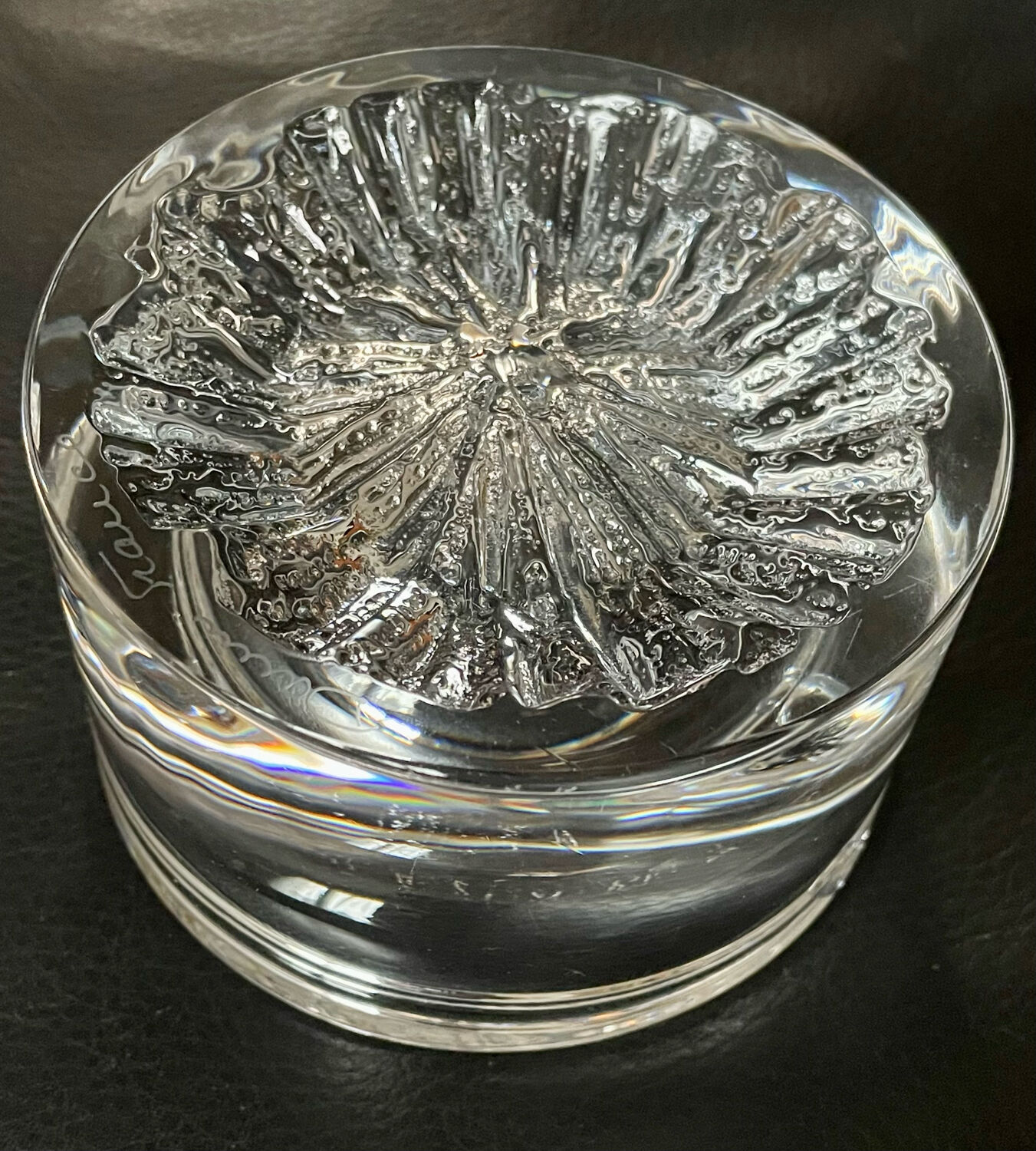 Daum crystal ashtray signed