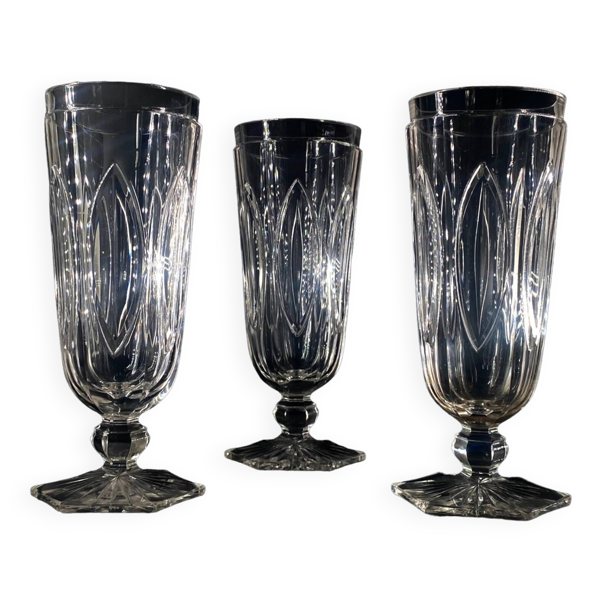 3 baccarat giant glasses 280ml m.à feuilles