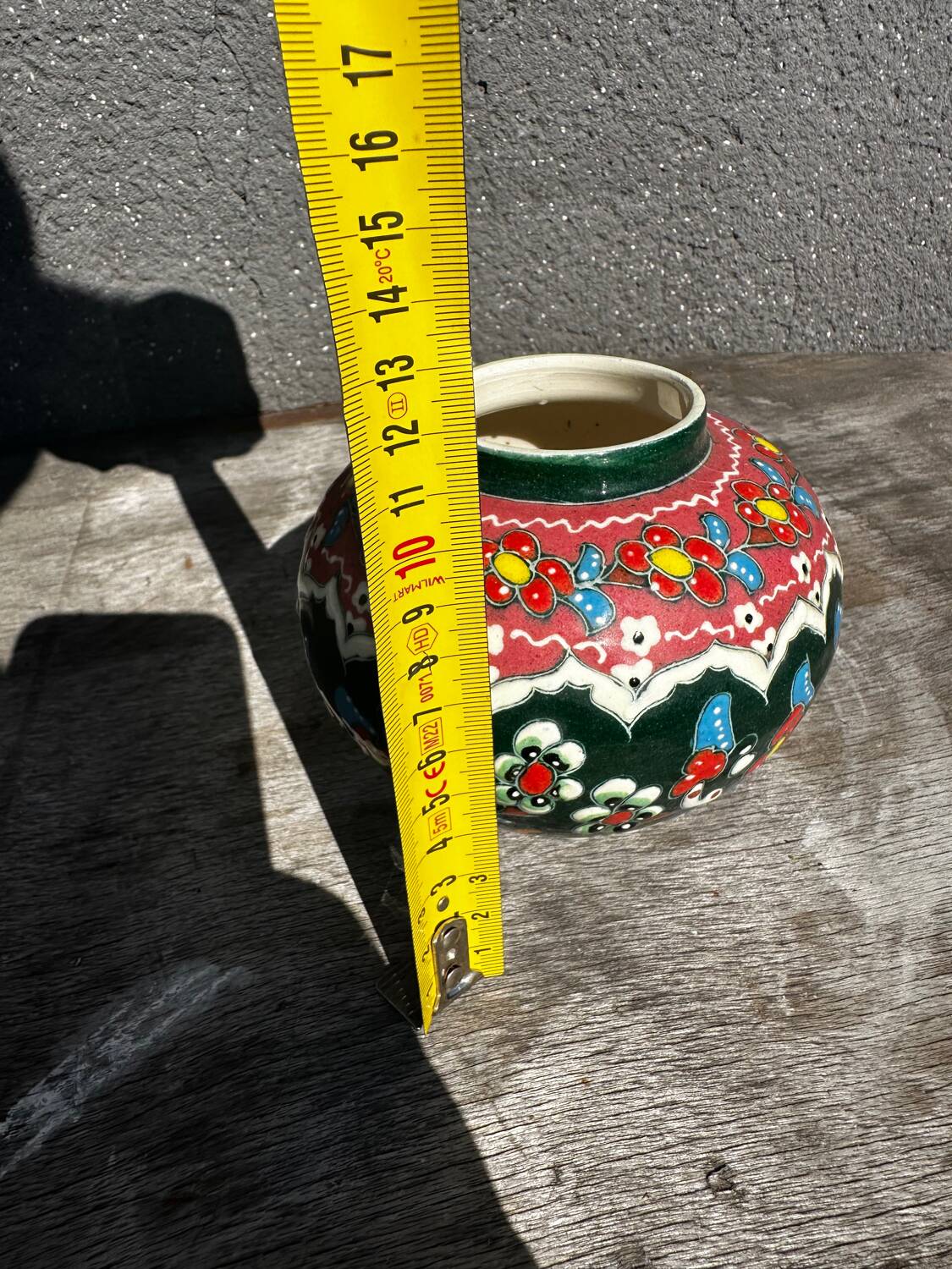 Petit Vase Vintage rond en céramique Turque H 11 cm