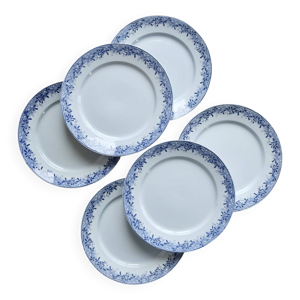 6 assiettes plates faïence