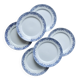 6 antique flat plates from Sarreguemines U&C in the Mimosa blue pattern.