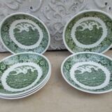 6 assiettes creuses Adams English Scenic vert