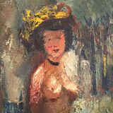 Seated Nude By Fernand Labat, Oil On Canvas 1920s Art Deco Impressionism