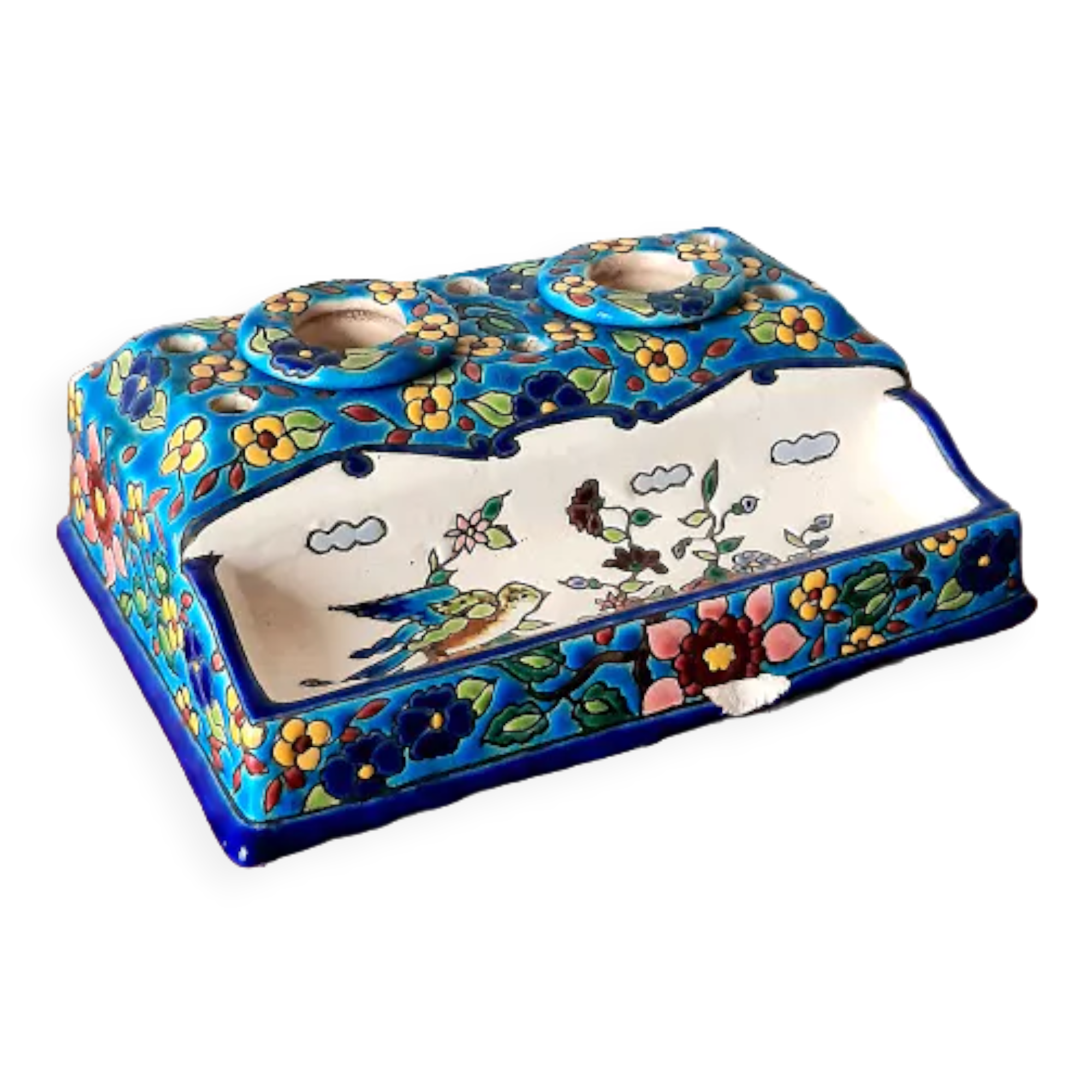 Longwy enamel inkwell